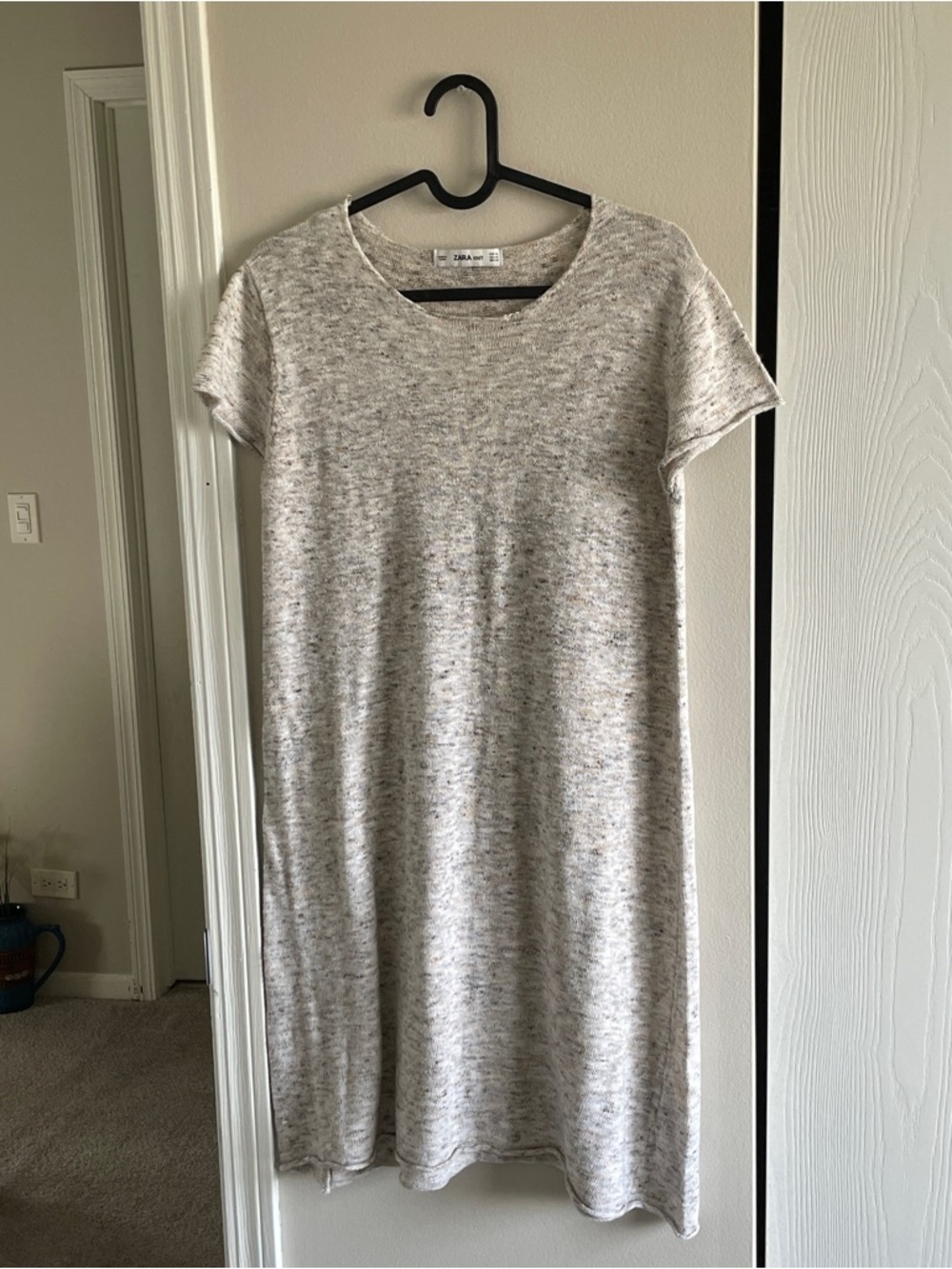 Casual ZARA Short-Sleeve Heathered Gray Dress